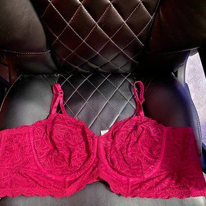 NWT Torrid Size 4 Pink Lace Balconette Bra, Underwire, Unlined